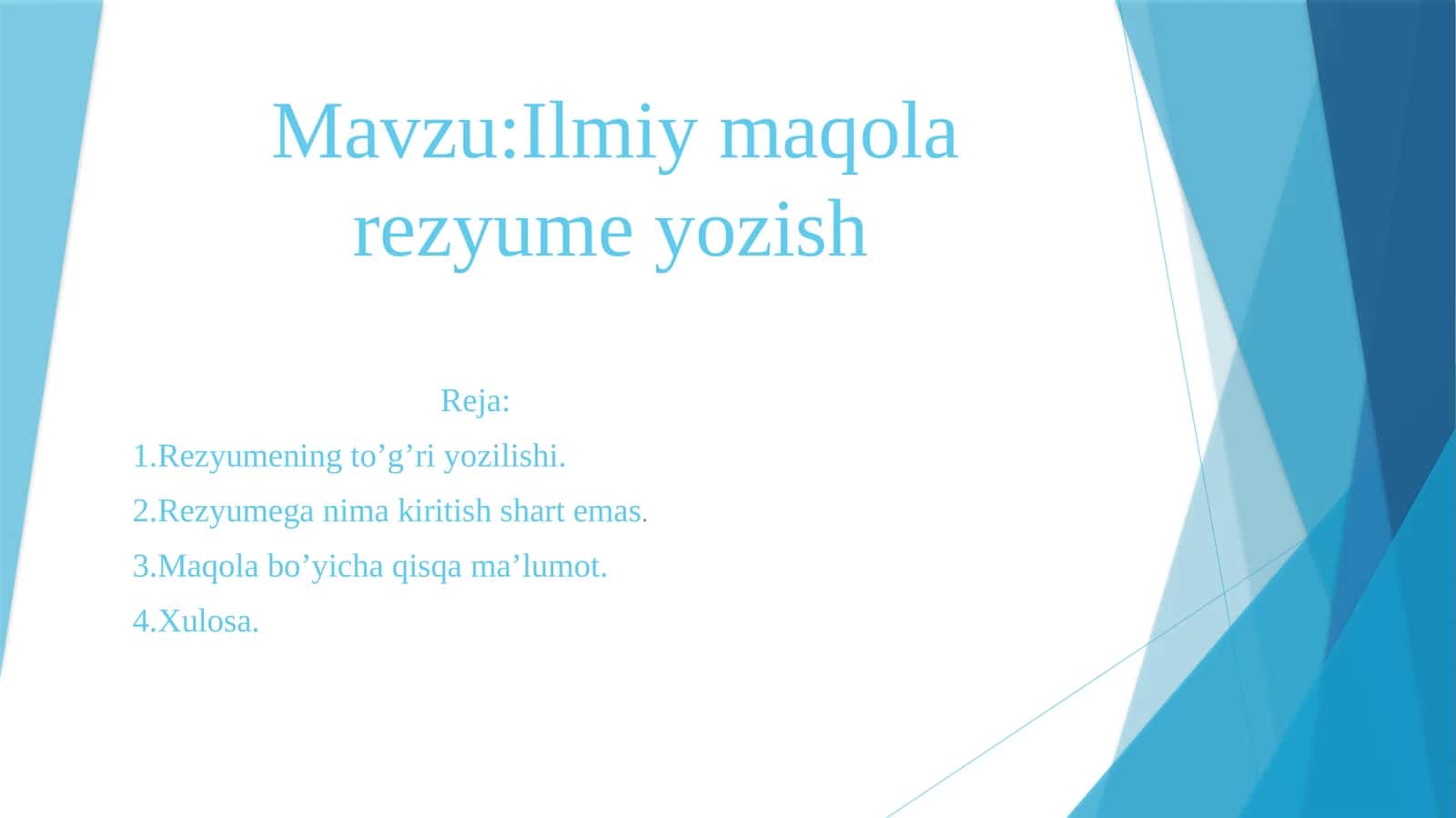 Ilmiy maqola rezyume yozish