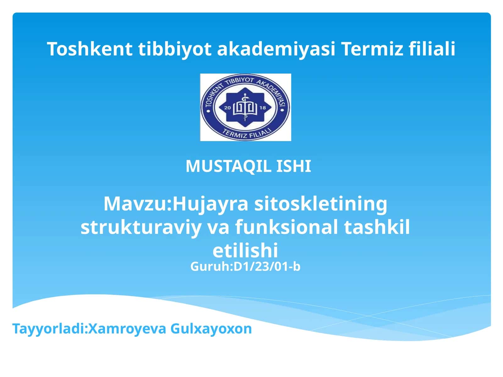 Hujayra sitoskletining strukturaviy va funksional tashkil etilishi