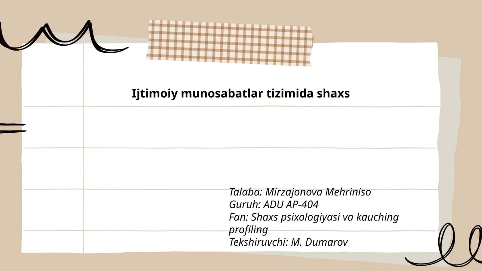 Shaxs psixologiyasi va kauching profiling