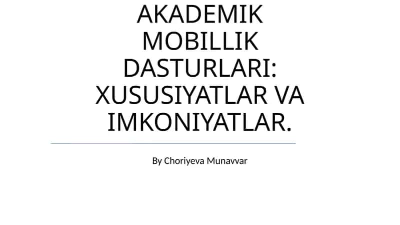 Akademik MOBILLIK DASTURLARI