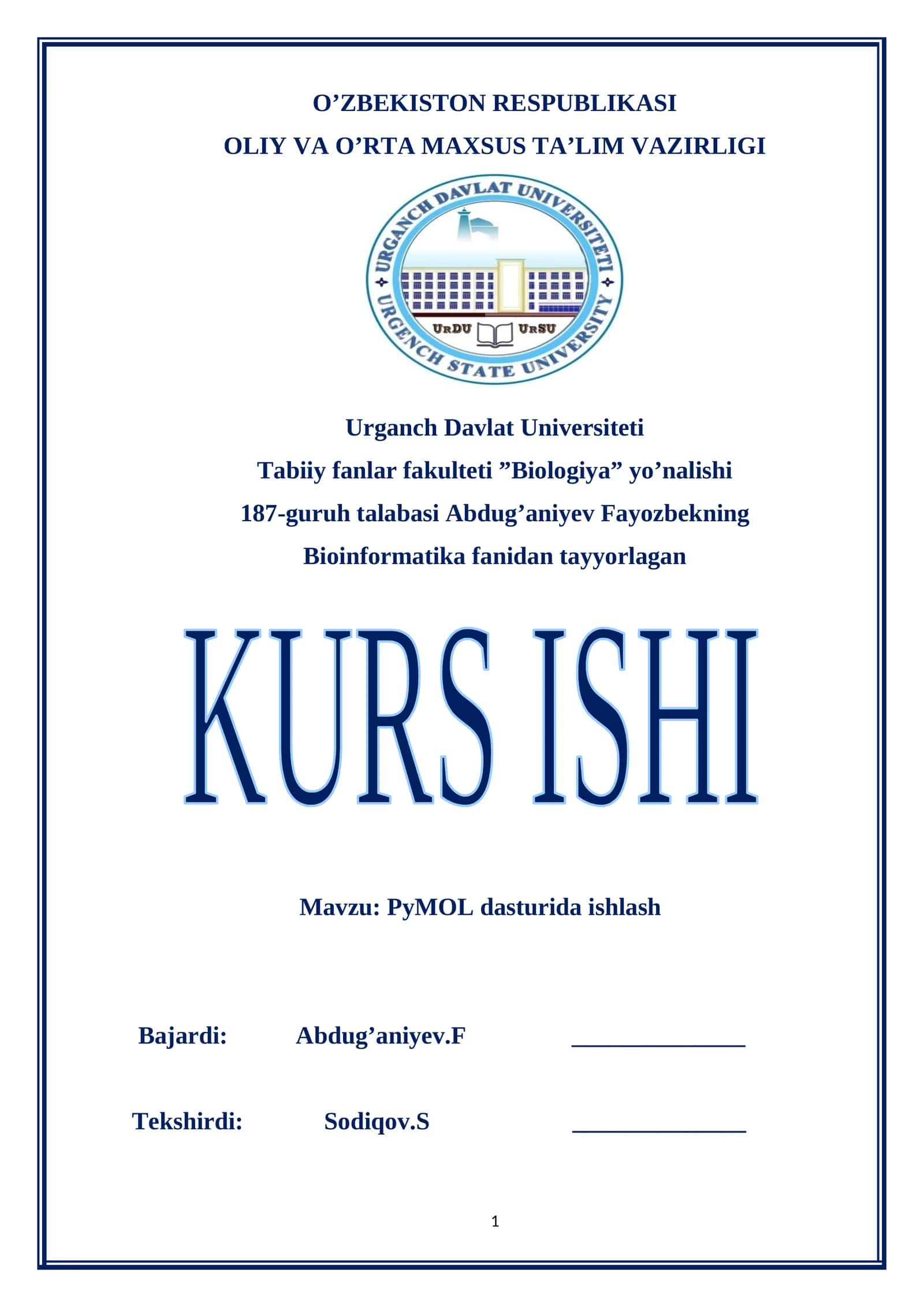 PyMOL dasturida ishlash