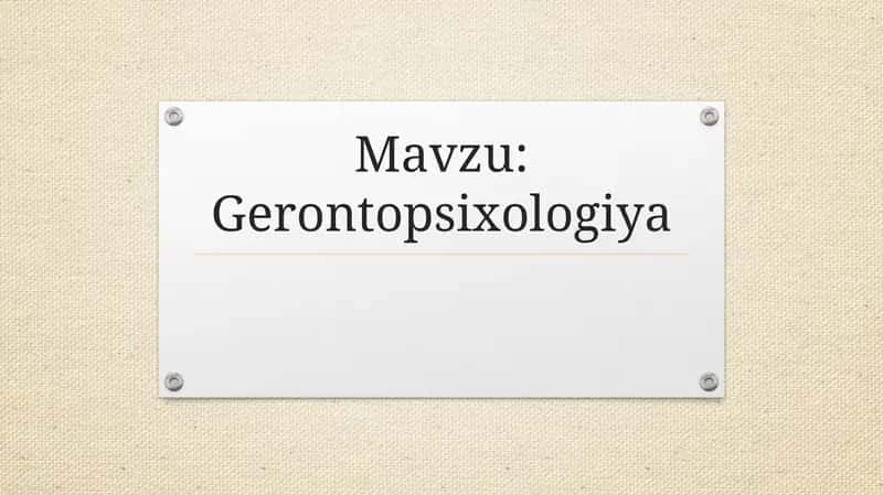 GERONTOPSIXOLOGIYA