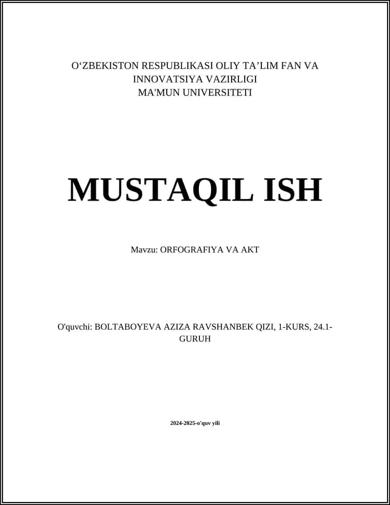 ORFOGRAFIYA VA AKT