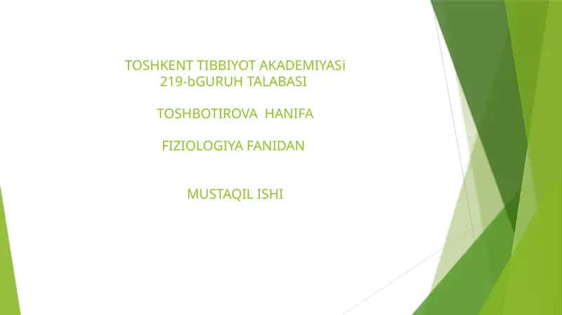 TOSHBOTIROVA HANIFA FIZIOLOGIYA FANI