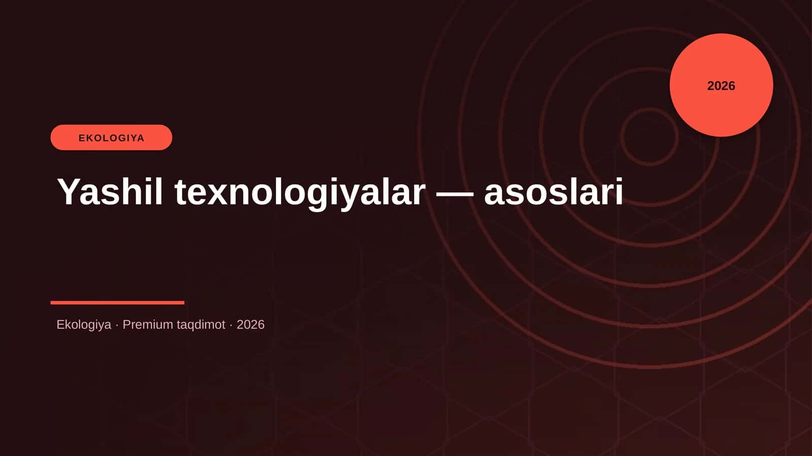Yashil texnologiyalar — asoslari