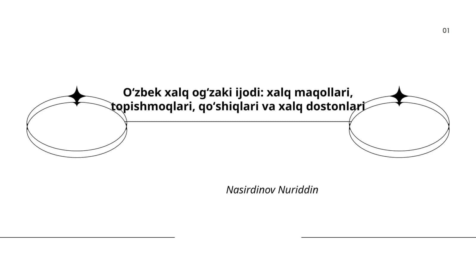 Oʻzbek xalq ogʻzaki ijodi: xalq maqollari, topishmoqlari, qoʻshiqlari va xalq dostonlari