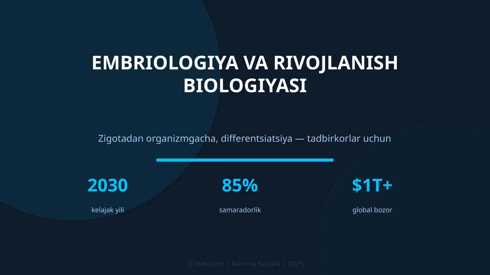 EMBRIOLOGIYA VA RIVOJLANISH BIOLOGIYASI