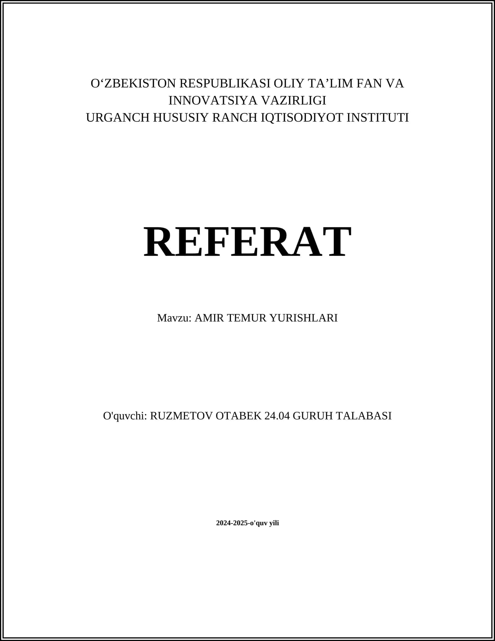 AMIR TEMUR YURISHLARI