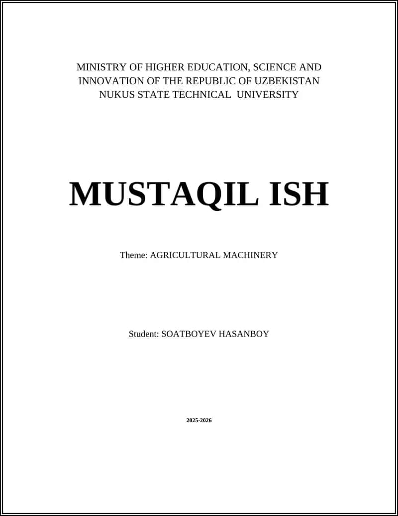 AGRICULTURAL MACHINERY