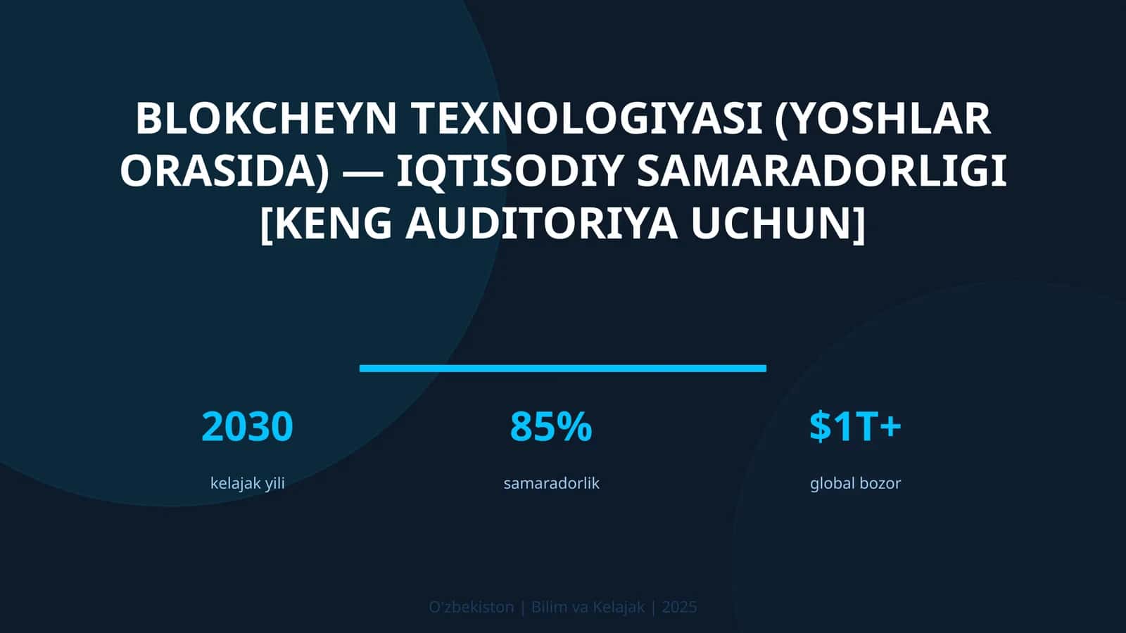 Blokcheyn texnologiyasi (yoshlar orasida) — iqtisodiy samaradorligi [keng auditoriya uchun]