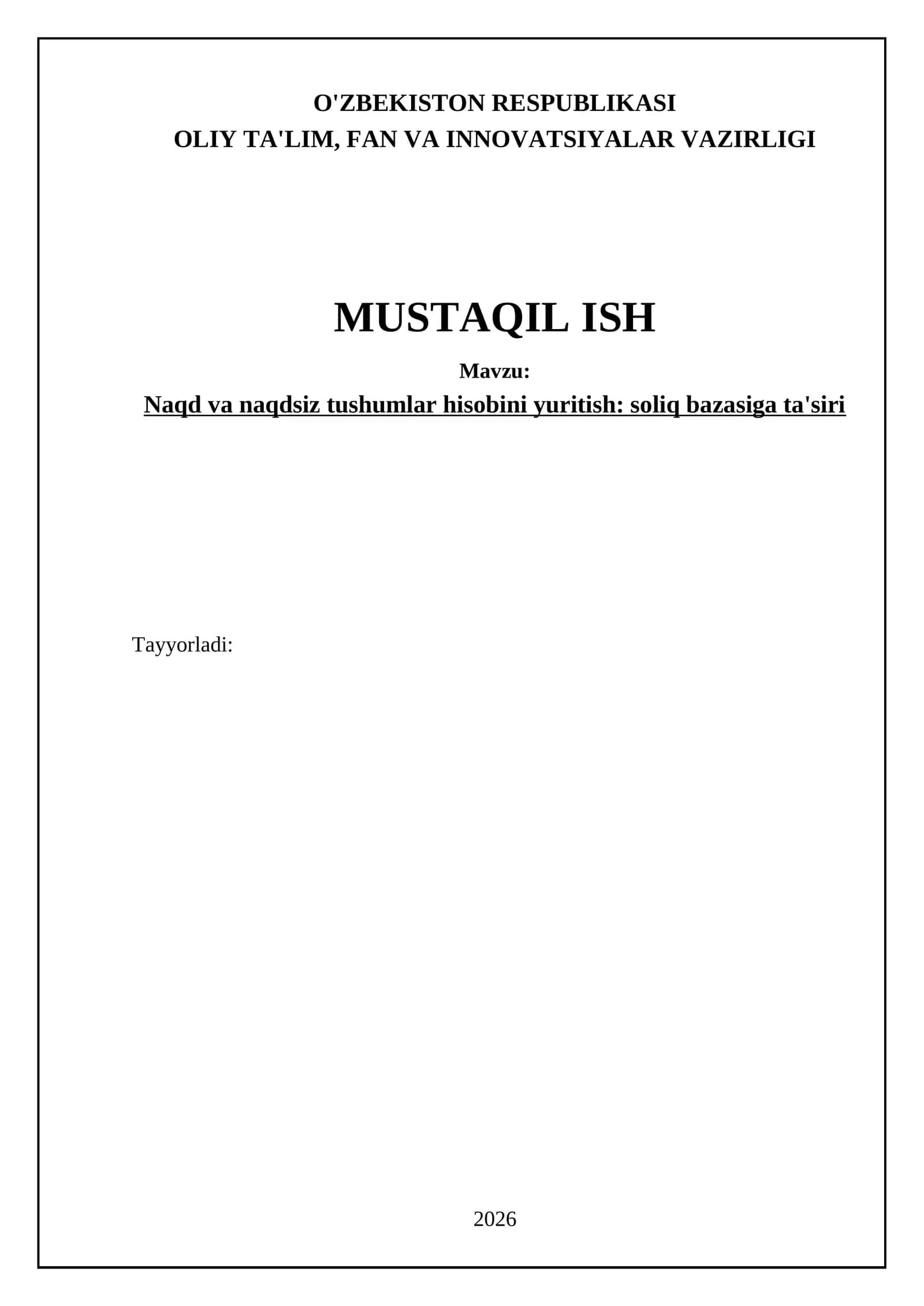 Naqd va naqdsiz tushumlar hisobini yuritish: soliq bazasiga ta'siri