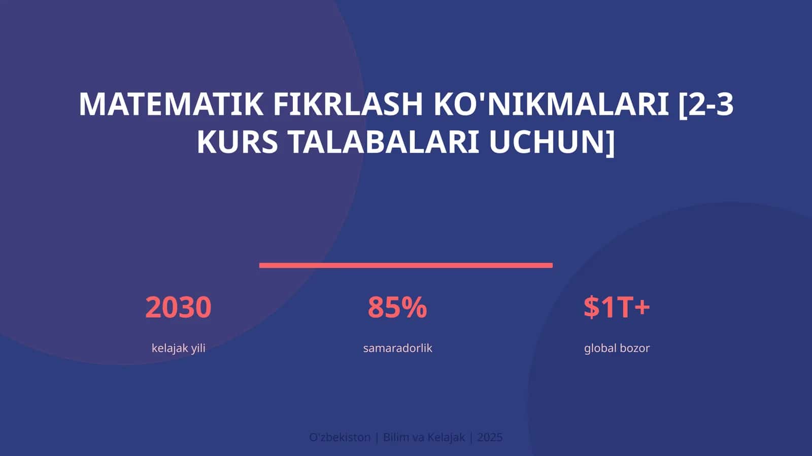 Matematik fikrlash ko'nikmalari [2-3 kurs talabalari uchun]
