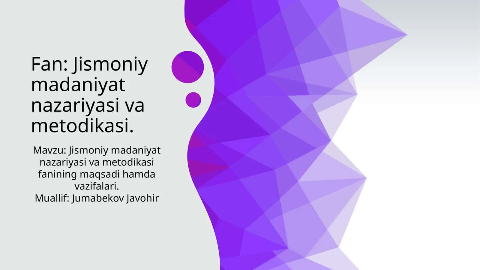 Fan: Jismoniy madaniyat nazariyasi va metodikasi