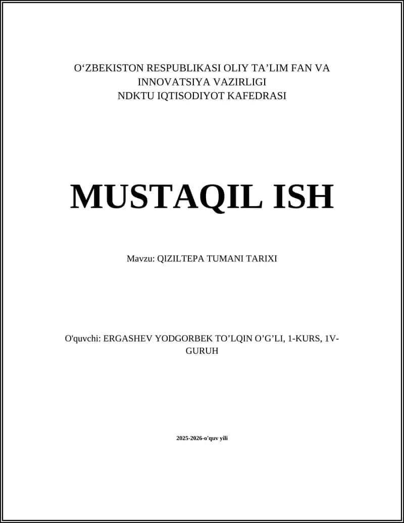 QIZILTEPA TUMANI TARIXI