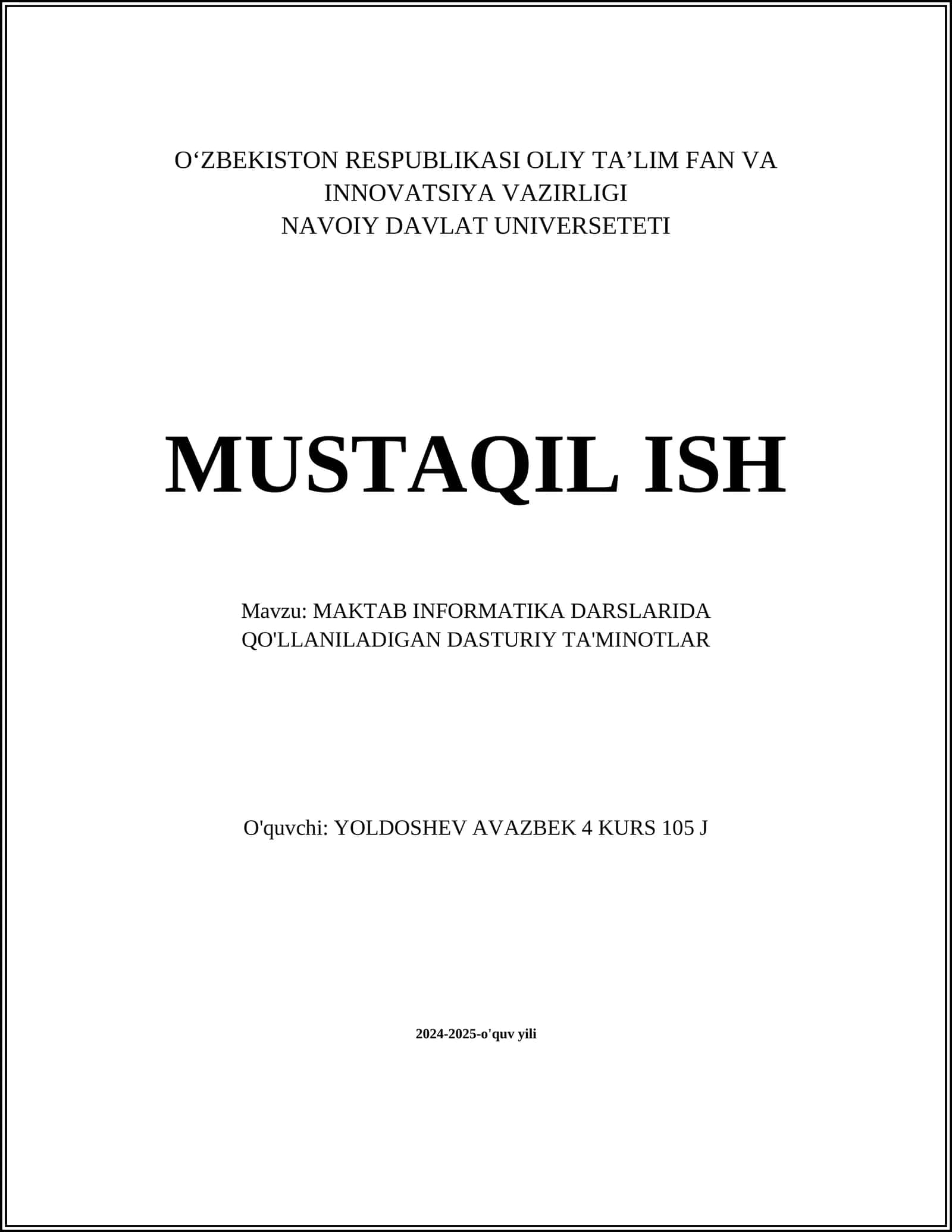 MAKTAB INFORMATIKA DARSLARIDA QO'LLANILADIGAN DASTURIY TA'MINOTLAR