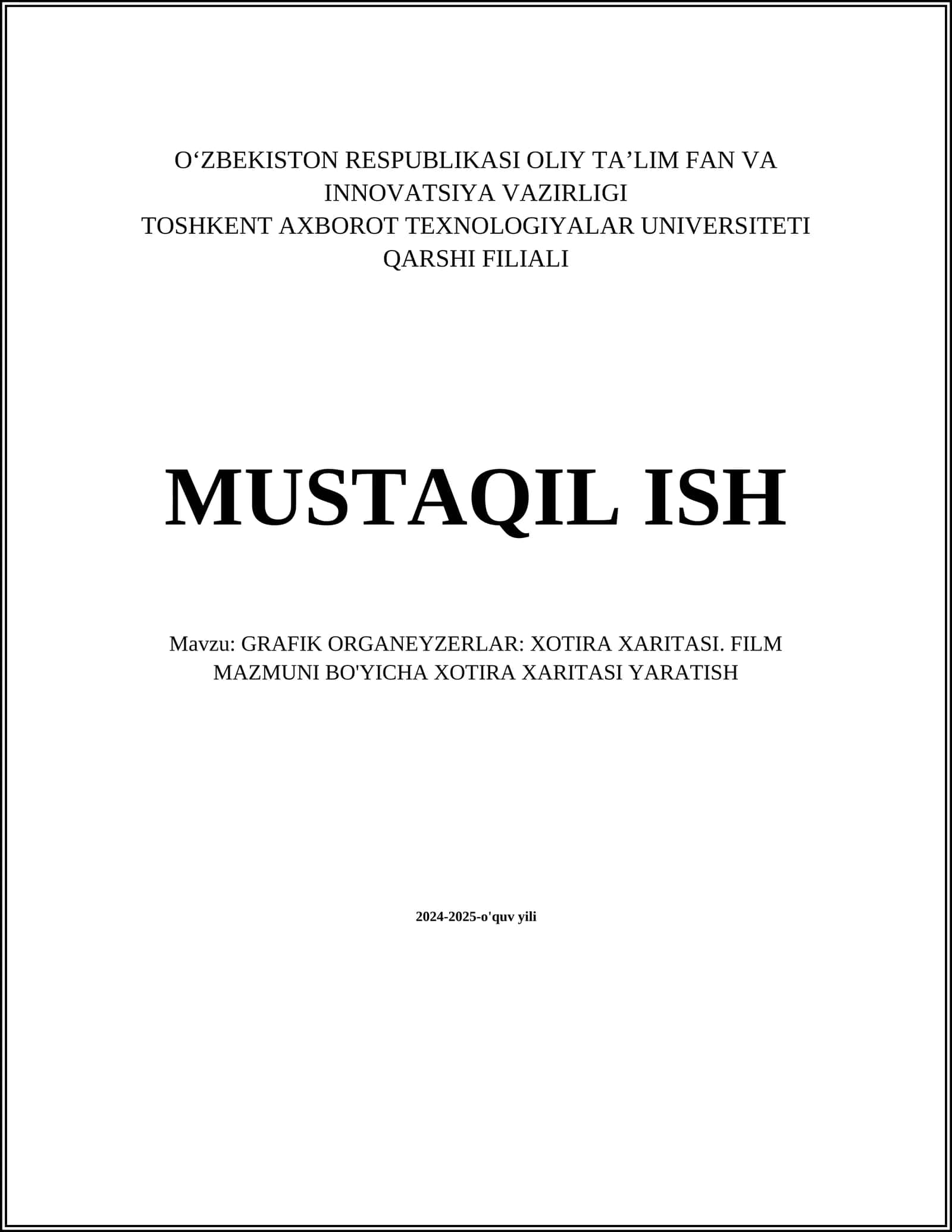 GRAFIK ORGANEYZERLAR: XOTIRA XARITASI. FILM MAZMUNI BO'YICHA XOTIRA XARITASI YARATISH