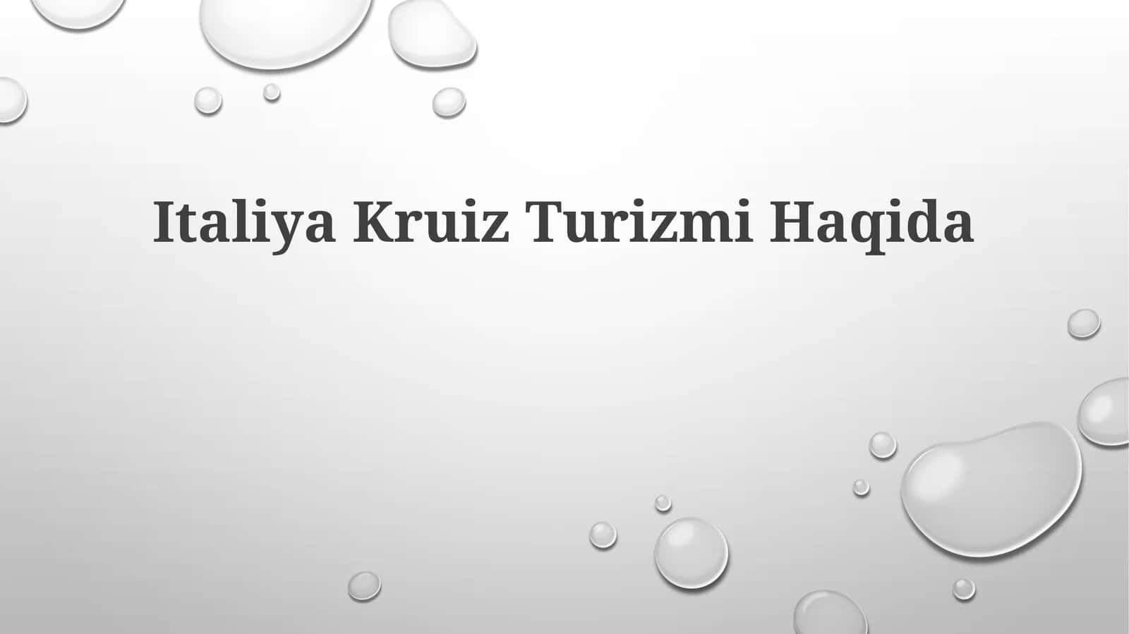 Italiya Kruiz Turizmi Haqida
