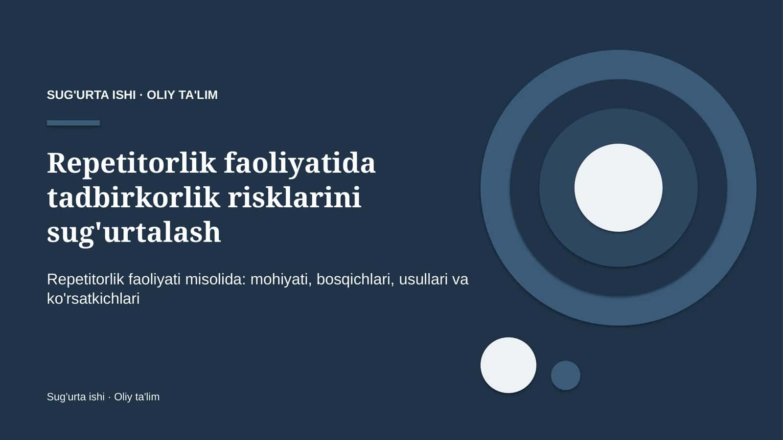 Repetitorlik faoliyatida tadbirkorlik risklarini sug'urtalash