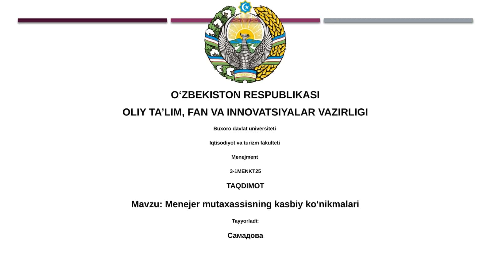 Menejer mutaxassisning kasbiy koʻnikmalari