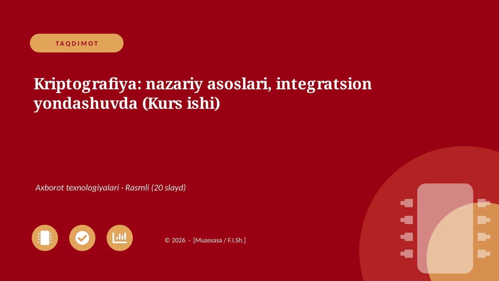 Kriptografiya: nazariy asoslari, integratsion yondashuvda (Kurs ishi)