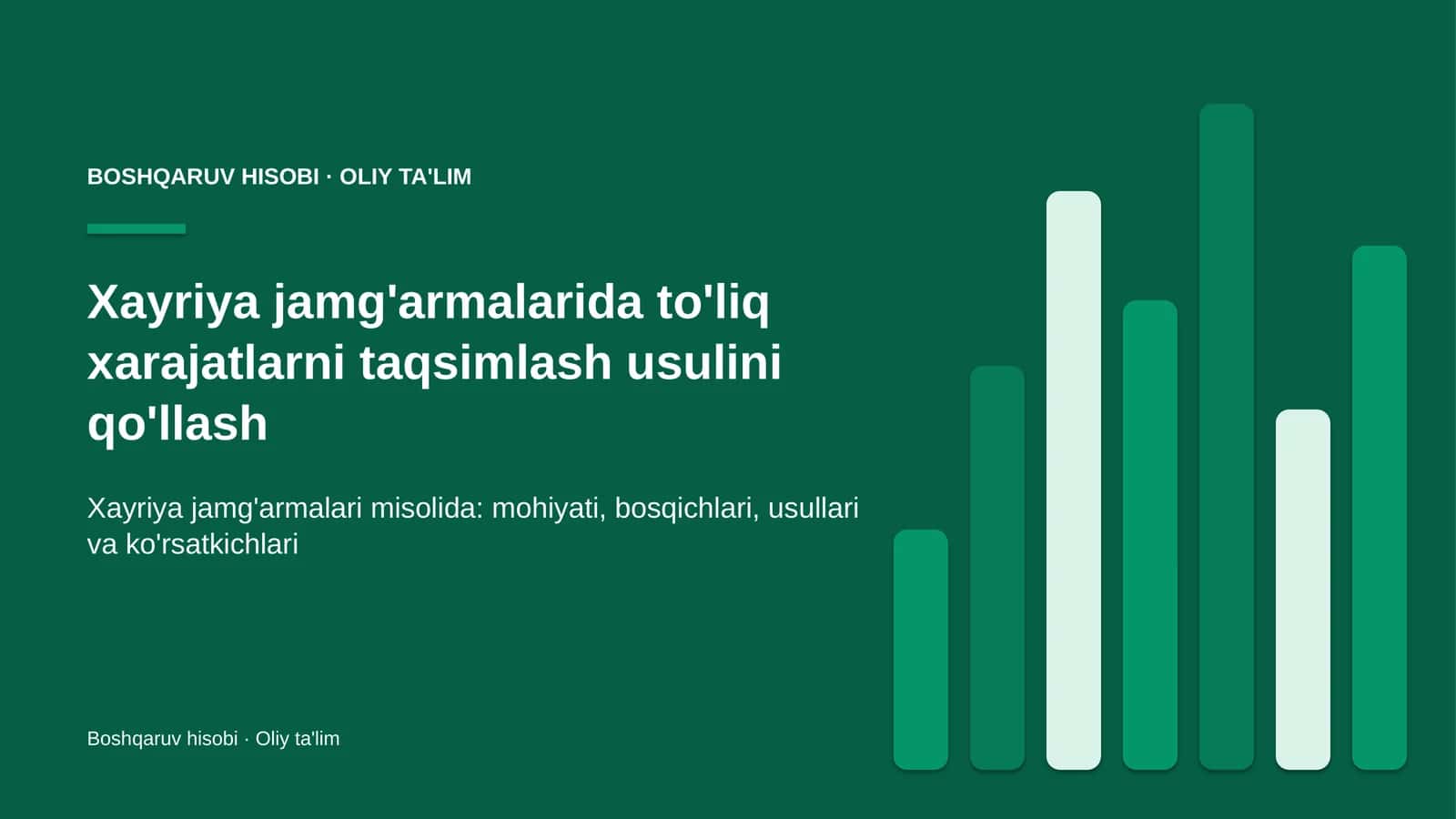 Xayriya jamg'armalarida to'liq xarajatlarni taqsimlash usulini qo'llash