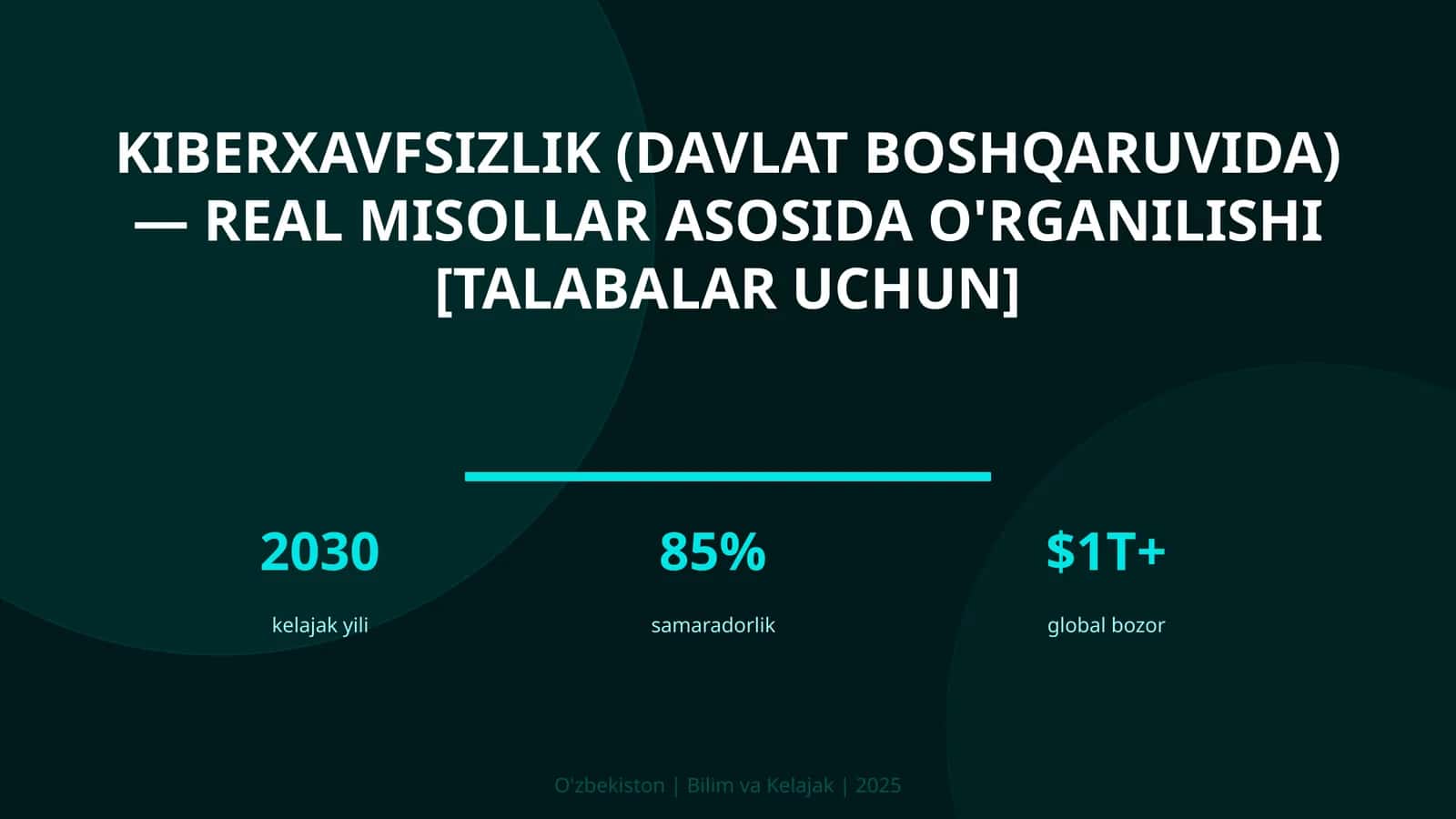 KIBERXAVFSIZLIK (DAVLAT BOSHQARUVIDA) — REAL MISOLLAR ASOSIDA O'RGANILISHI [TALABALAR UCHUN]