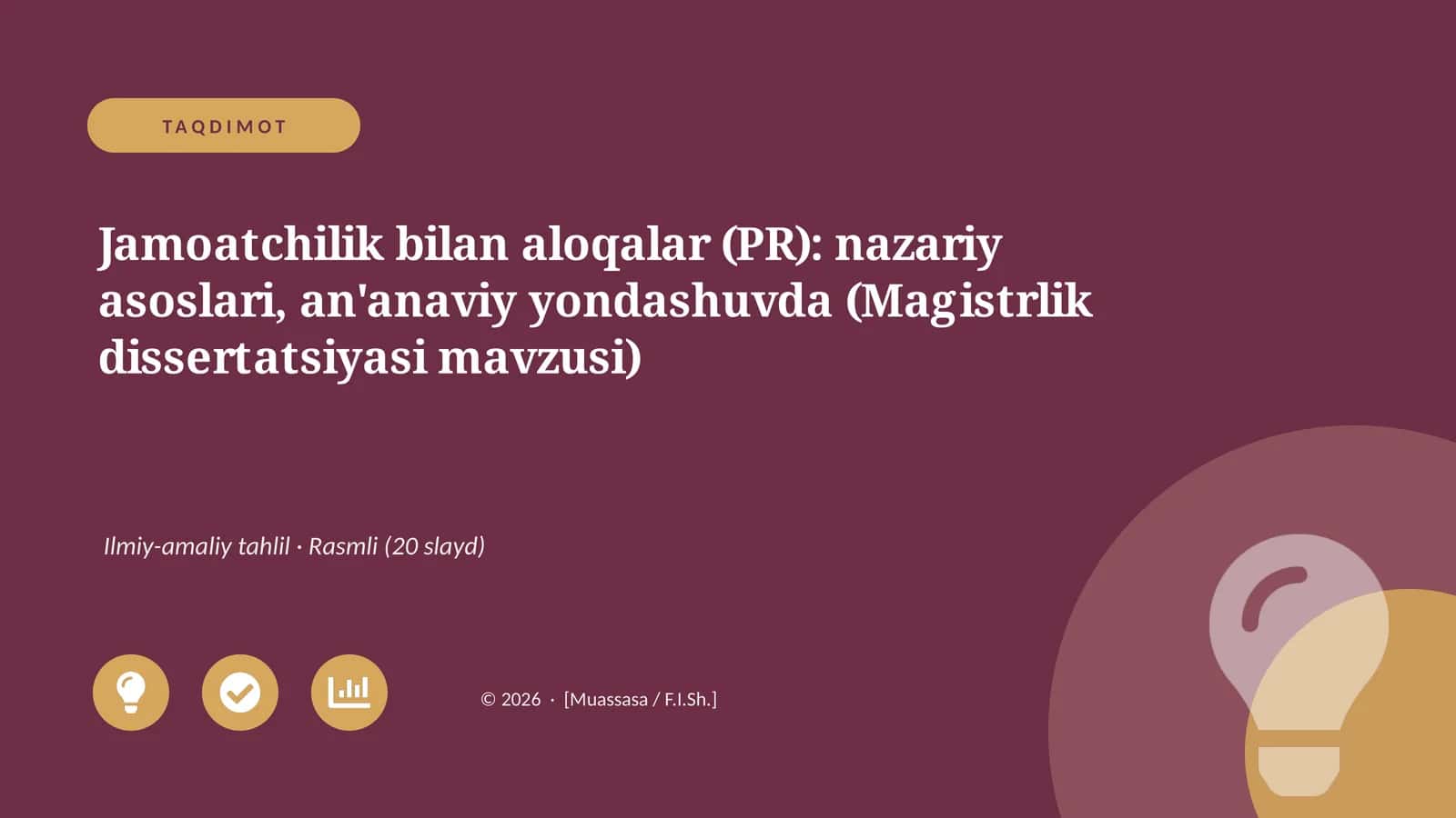 Jamoatchilik bilan aloqalar (PR): nazariy asoslari, an'anaviy yondashuvda