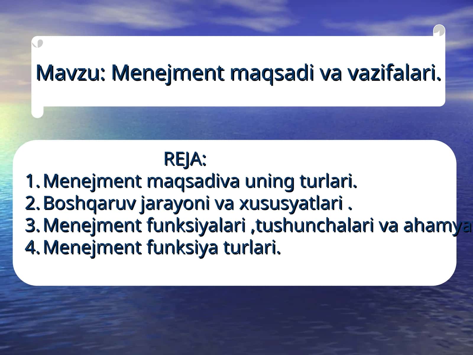 Menejment maqsadi va vazifalari
