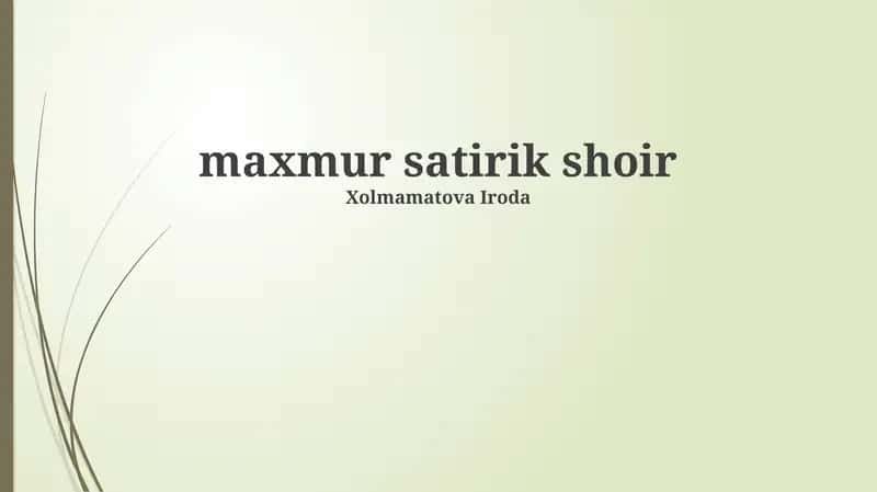 Maxmur satirik shoir