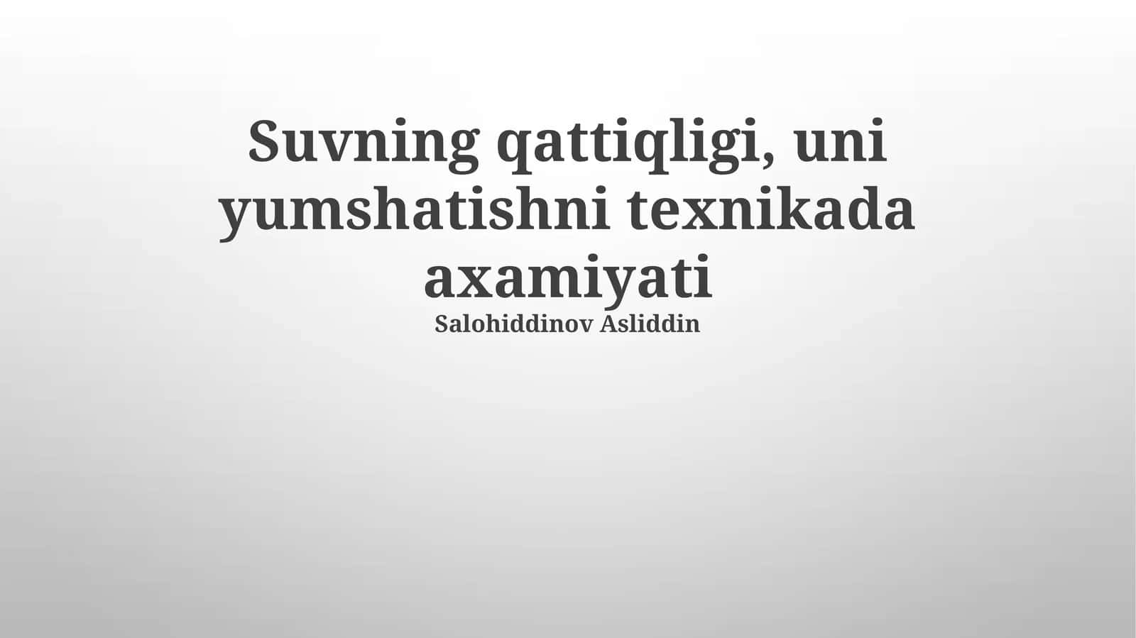 Texnologiyalarda Suv Yumshatishning Amaliy Qo'llanilishi
