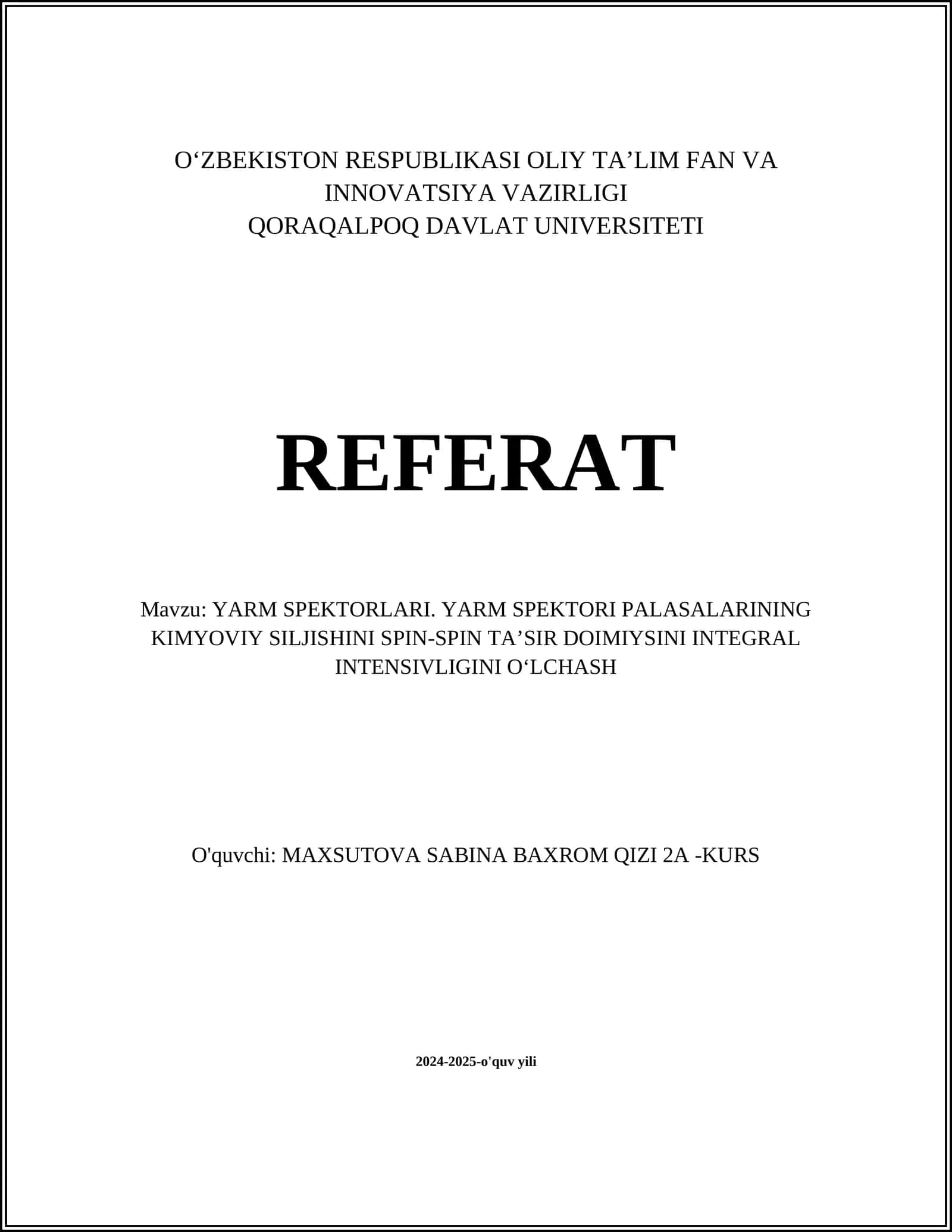 YARM SPEKTORLARI