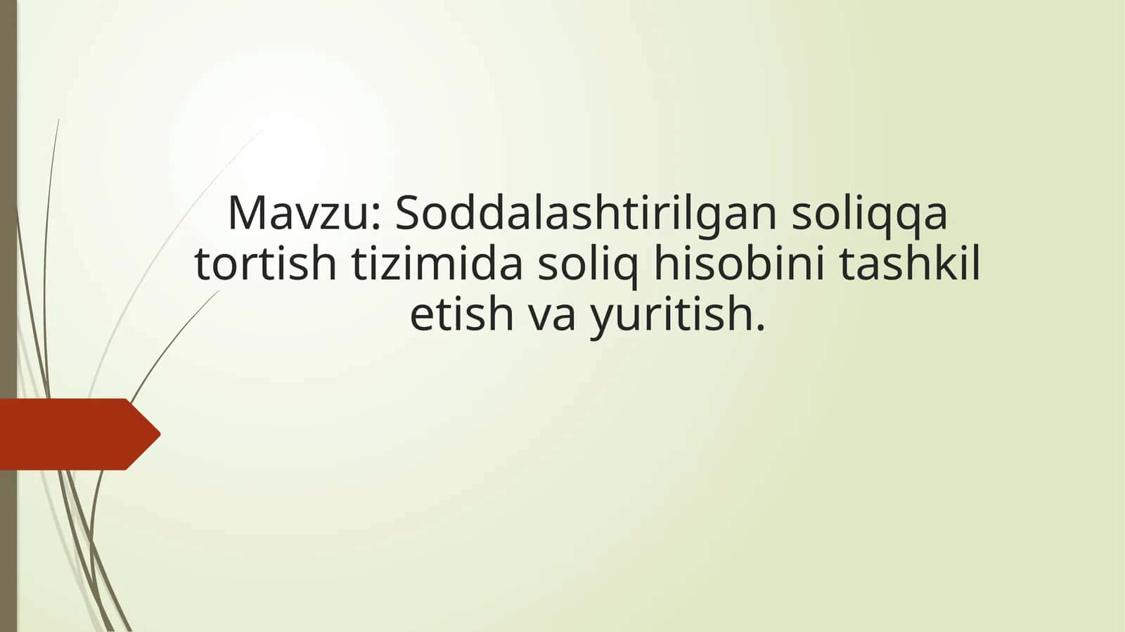 Soddalashtirilgan soliq-qator tizimida soliq hisobini tashkil etish va yuritish