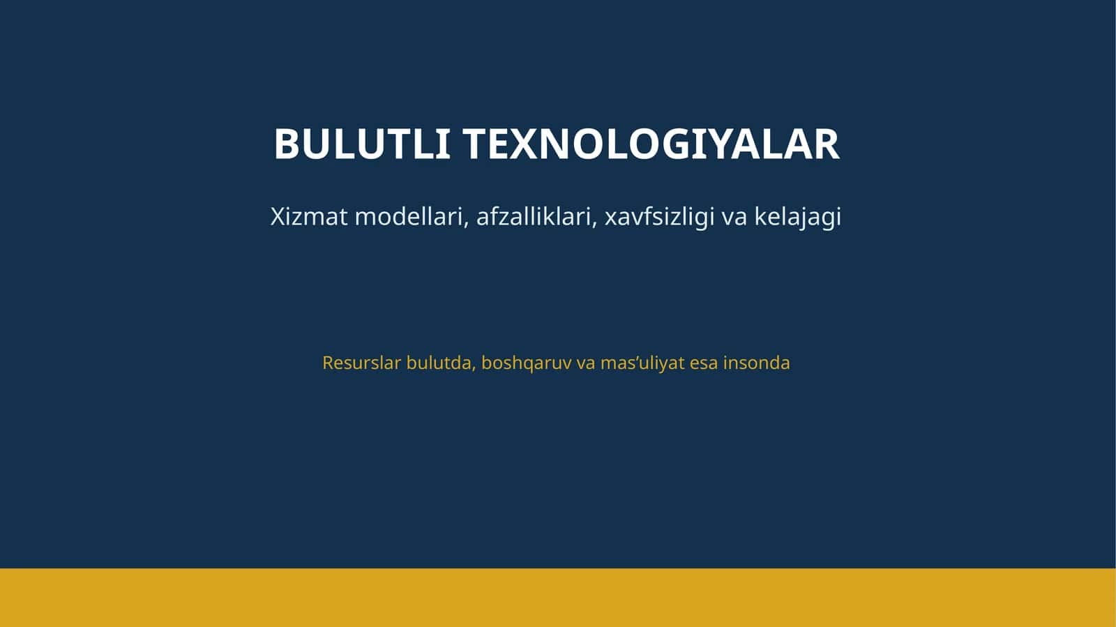BULUTLI TEXNOLOGIYALAR