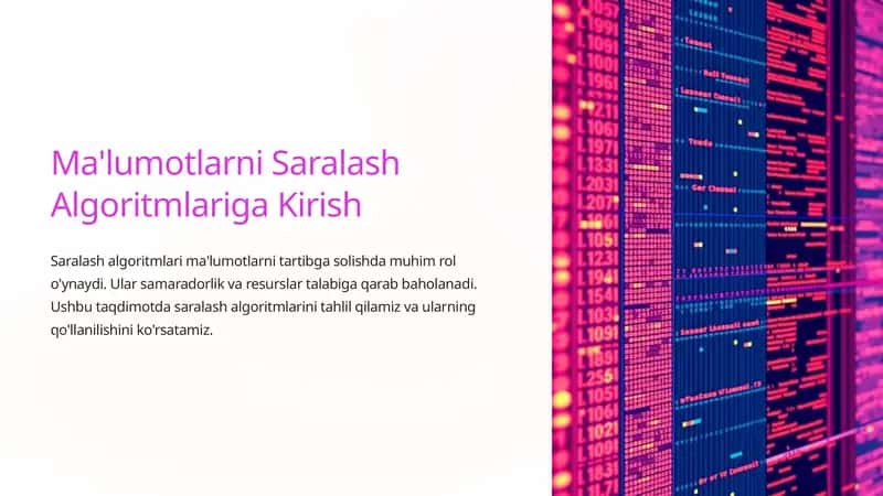 Ma'lumotlarni Saralash Algoritmlariga Kirish