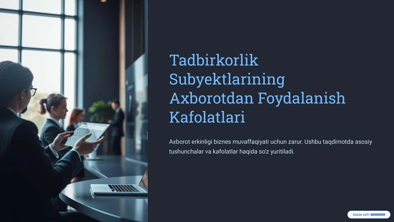 Tadbirkorlik Subyektlarining Axborotdan Foydalanish Kafolatlari