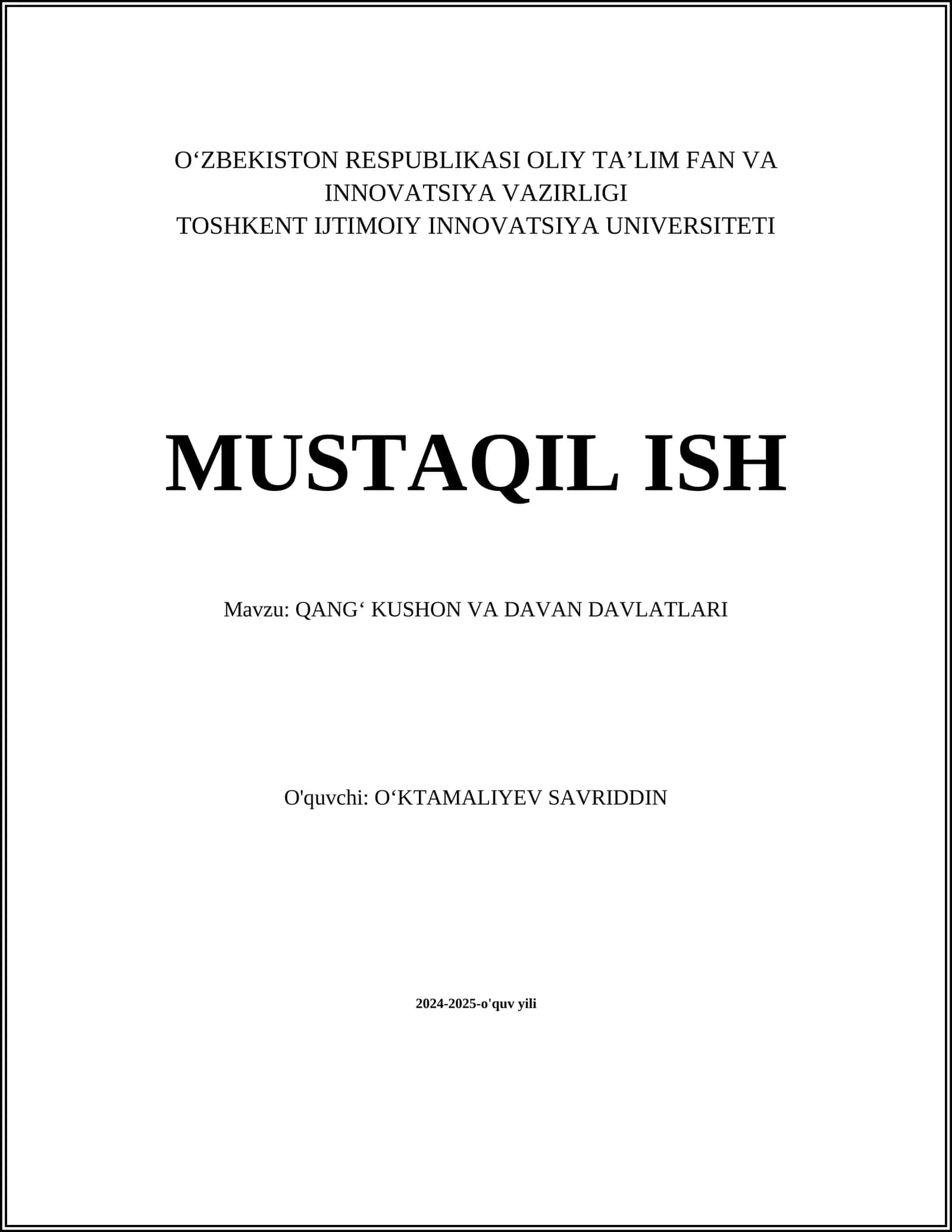 QANGʻ KUSHON VA DAVAN DAVLATLARI