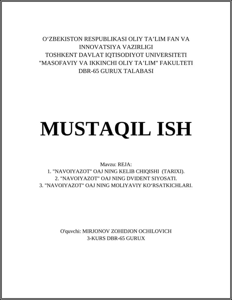 "NAVOIYAZOT" OAJ NING KO'CHMAS MULK SIYOSATI