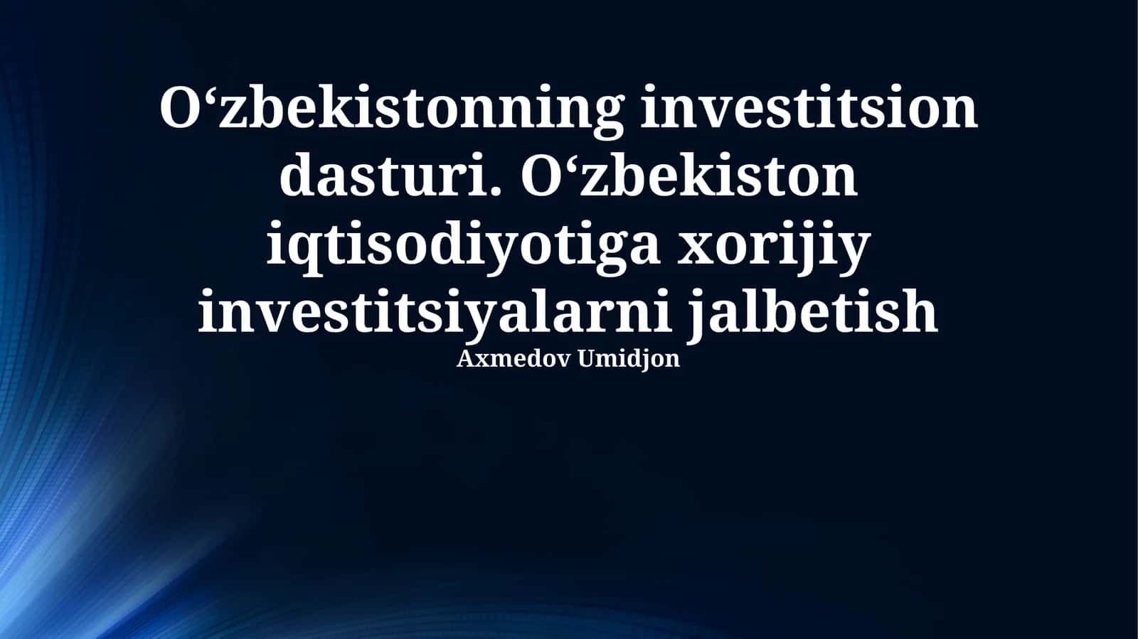 Oʻzbekistonning investitsion dasturi