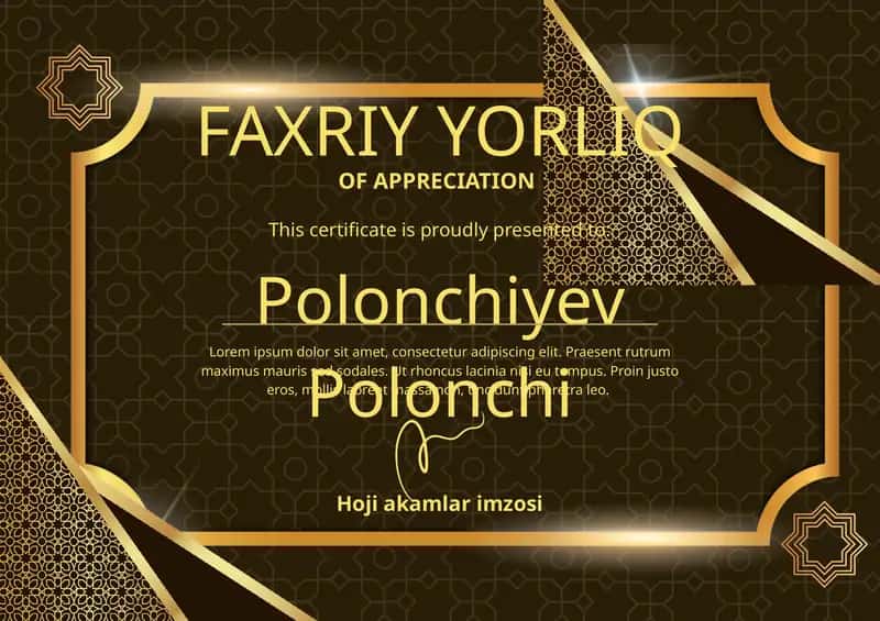 Faxriy yorliq shablon PowerPoint