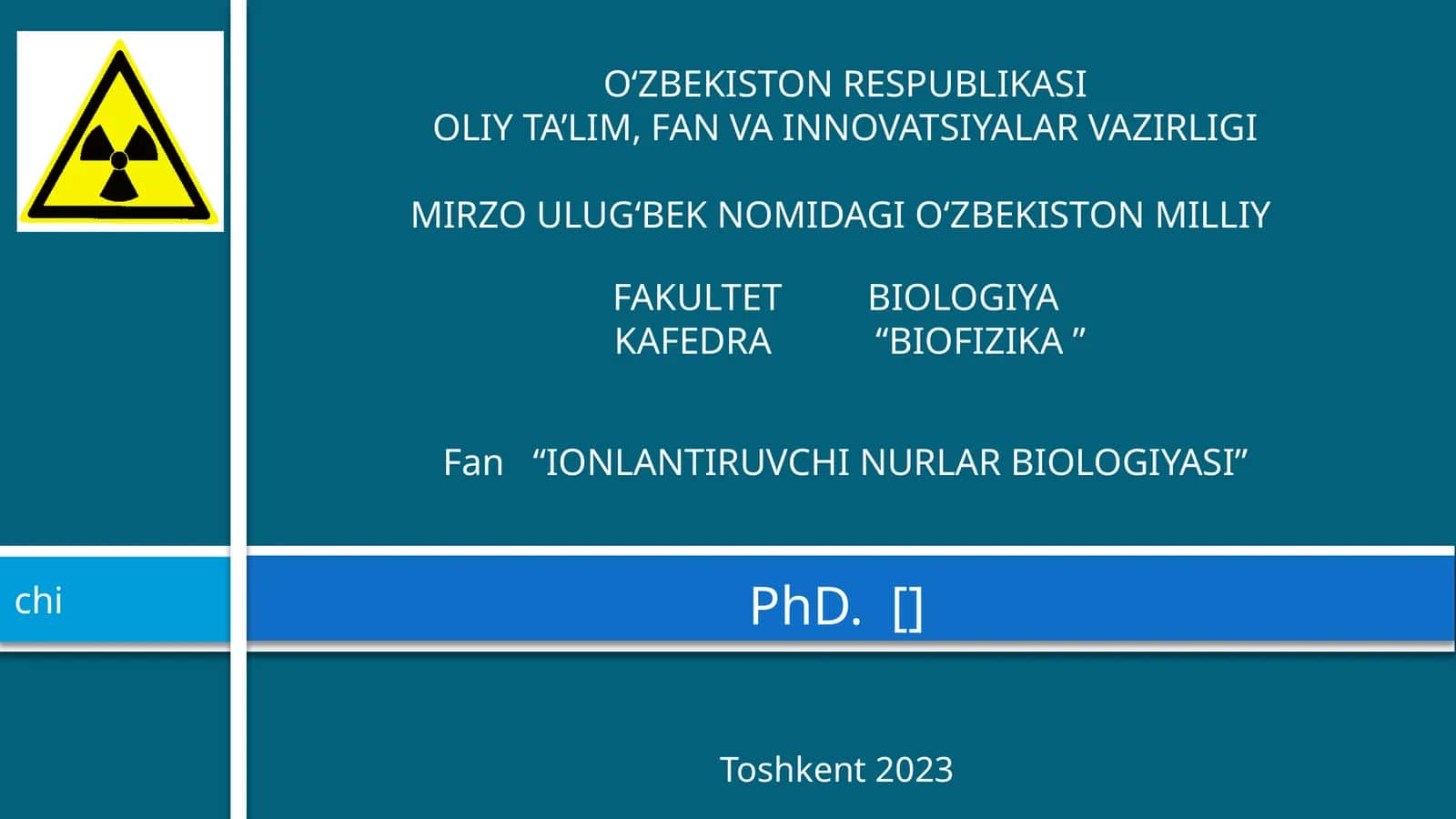 Ionlashtiruvchi Nurlar Biologiyasi