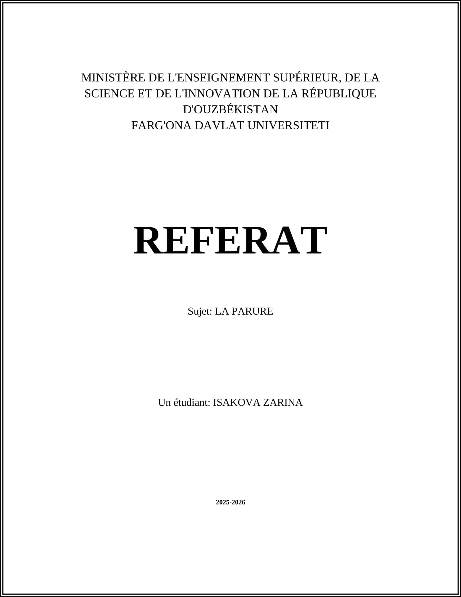 REFERAT: LA PARURE