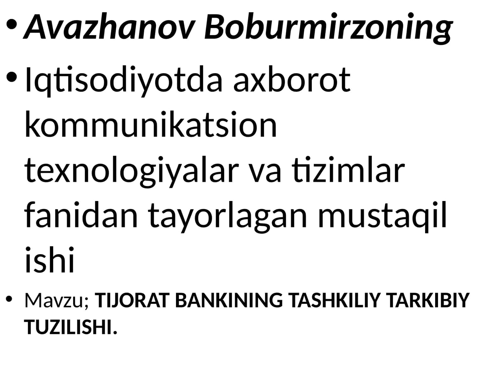 TIJORAT BANKINING TASHKILIY TARKIBIY TUZILISHI