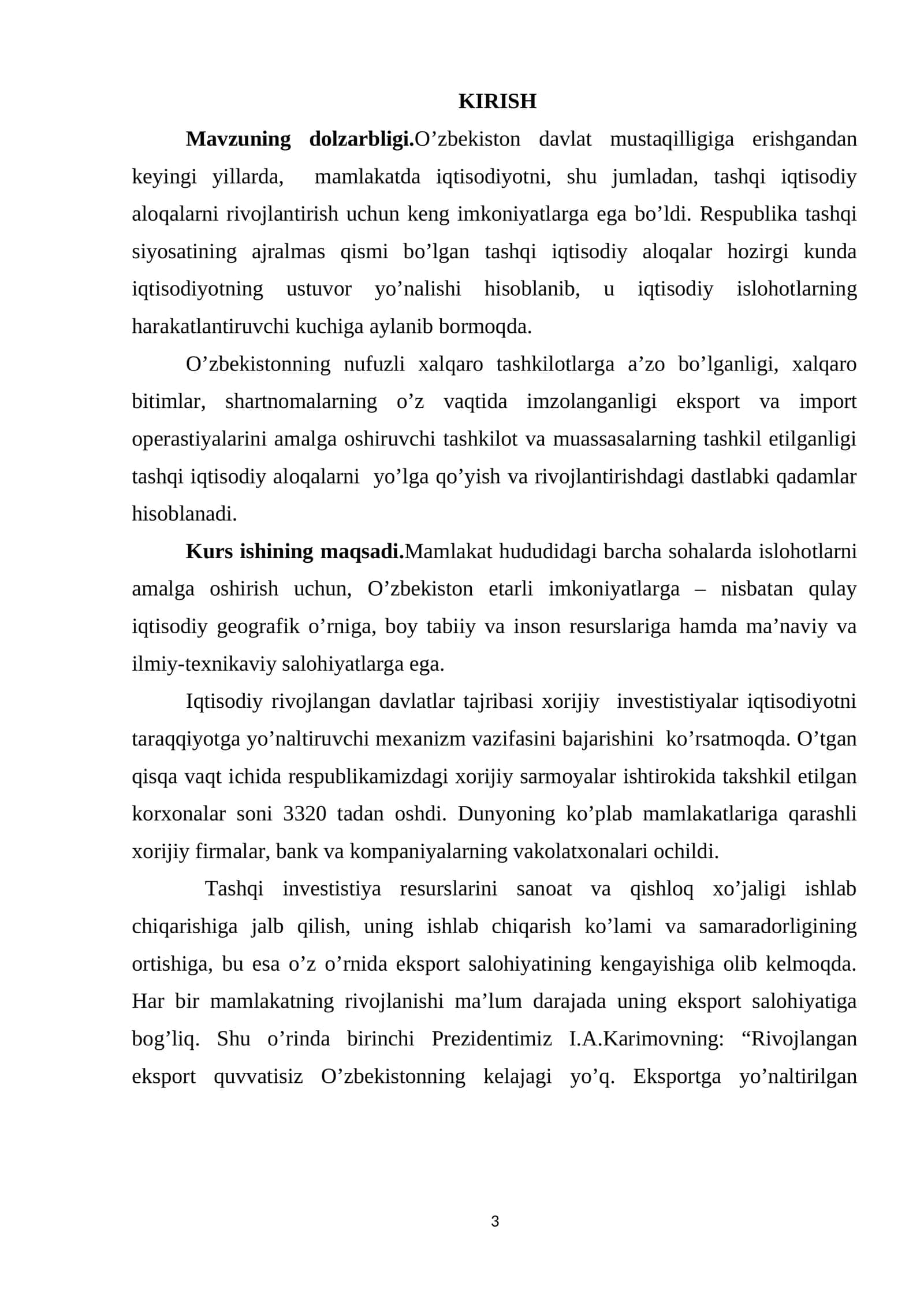 JAHON MAMLAKATLARI BILAn O’ZBEKISTON RESPUBLIKASI TASHQI IQTISODIY ALOQALARINING SHAKILLANIShi