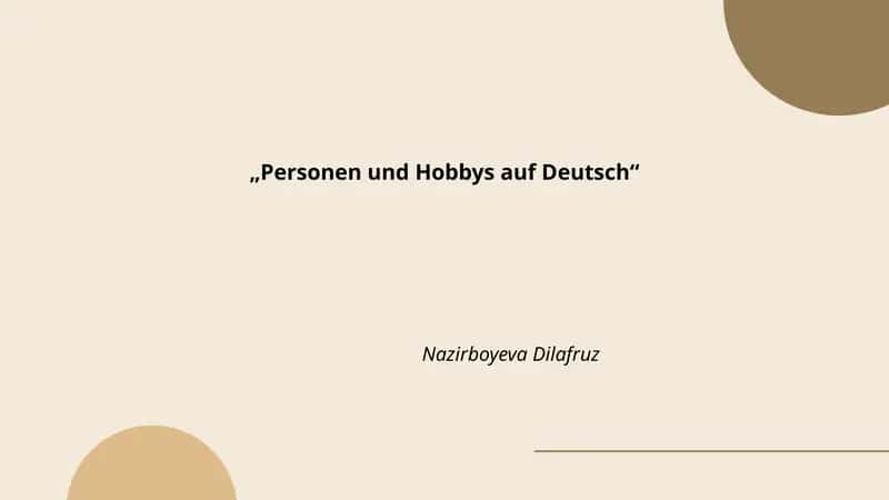 Personen und Hobbys auf Deutsch