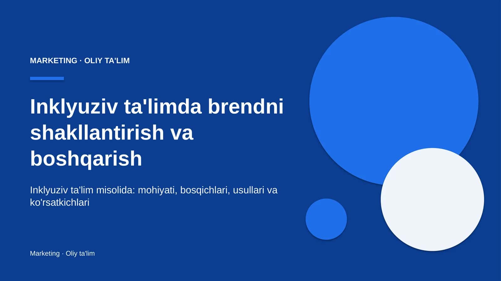 Inklyuziv ta'limda brendni shakllantirish va boshqarish