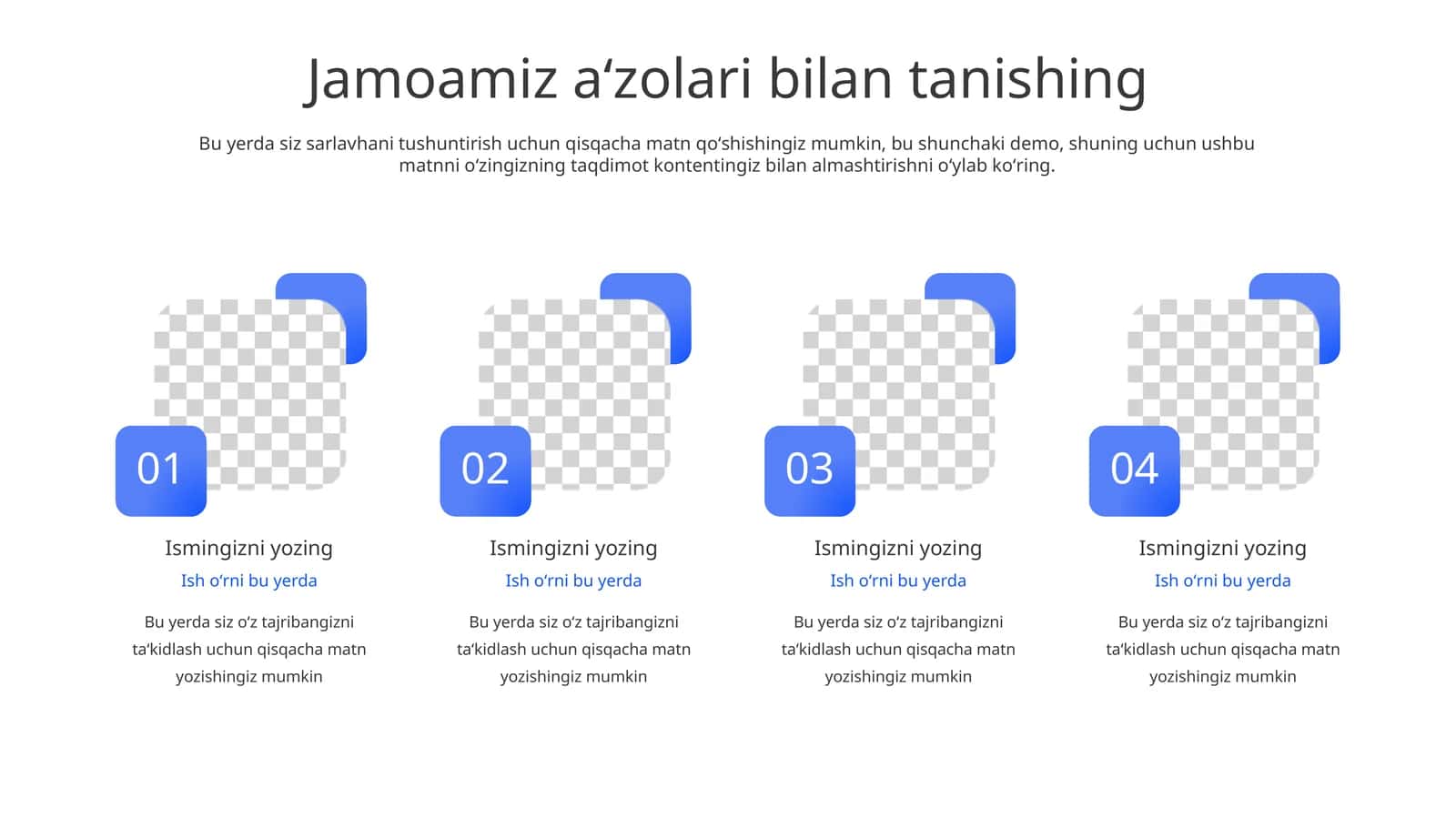 Jamoa A'zolari va Xodimlar Taqdimoti (12 Slayd)