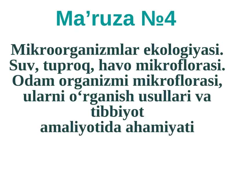 Mikroorganizmlar ekologiyasi 1