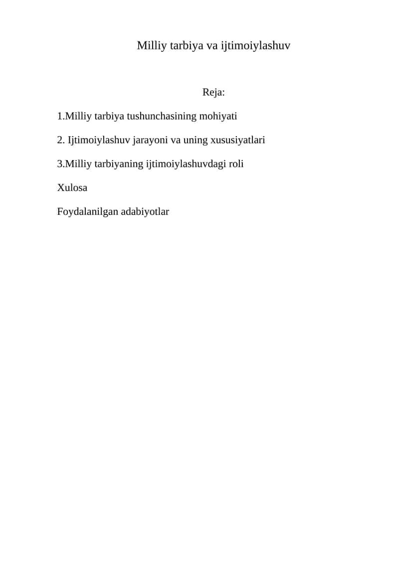 Milliy tarbiya va ijtimoiylashuv