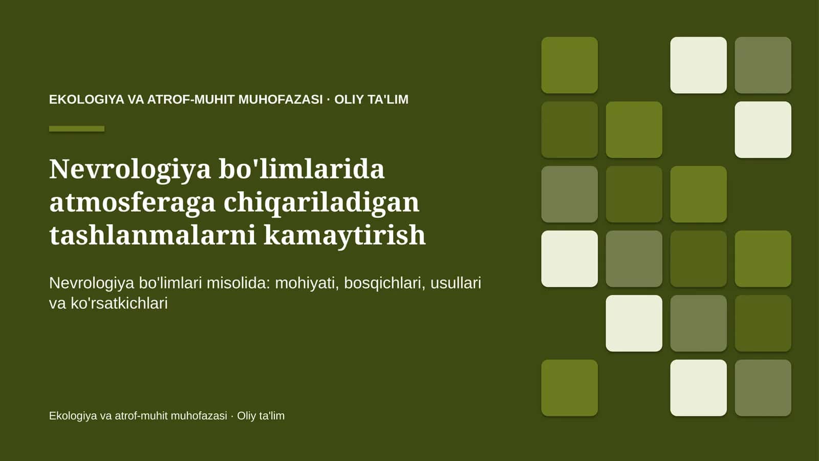 nevrologiya bo'limlarida atmosferaga chiqariladigan tashlanmalarni kamaytirish 5938