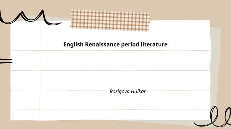 English Renaissance period literature